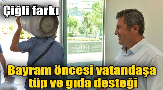 Çiğli'de bayram öncesi vatandaşa tüp ve gıda desteği