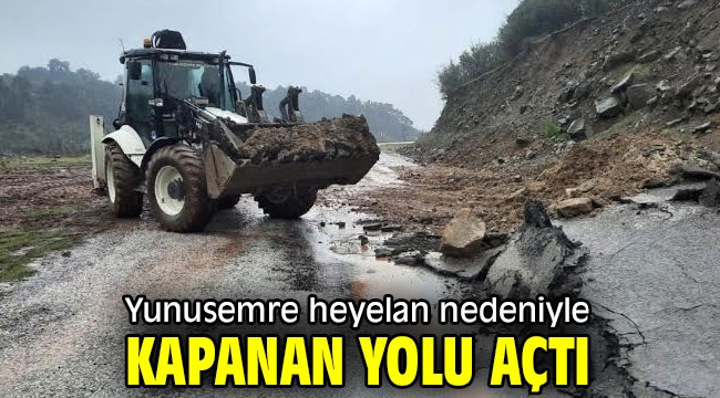 Yunusemre heyelan nedeniyle kapanan yolu açtı