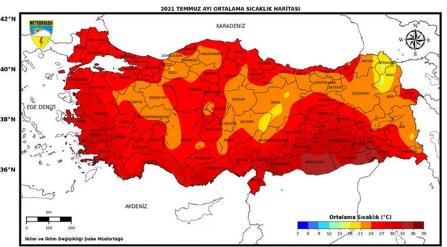 Meteoroloji harita paylaştı! Son 50 yılın en sıcak ikinci temmuz ayı