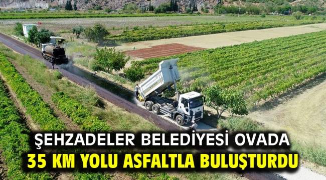 ŞEHZADELER BELEDİYESİ OVADA 35 KM YOLU ASFALTLA BULUŞTURDU  