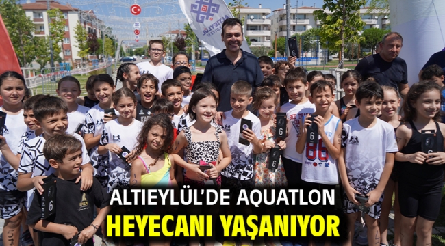 ALTIEYLÜL'DE AQUATLON HEYECANI YAŞANIYOR.