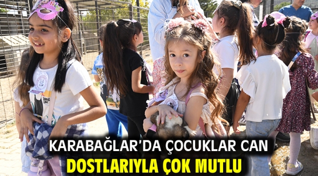 Karabağlar'da çocuklar can dostlarıyla çok mutlu