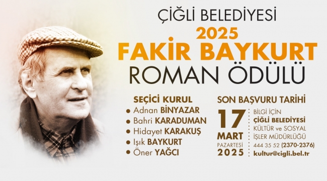 Çiğli Belediyesi Fakir Baykurt Roman Ödülü 6. Kez verilecek