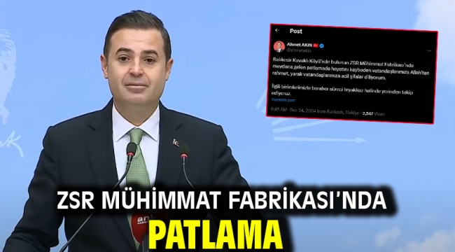 ZSR Mühimmat Fabrikası'nda patlama